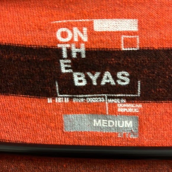 On The Byas Medium T Shirt Orange and Black Striped - Picture 4 of 4
